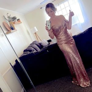 Revelry Avery Rose Gold Sequin Bridesmaid Dress s8